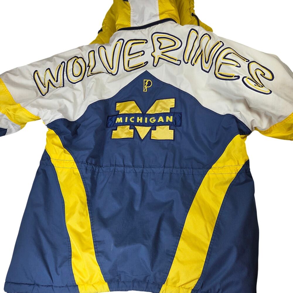 Vintage Pro Player Michigan Wolverines Parka Jacket XL Hooded Korea NCAA 90s